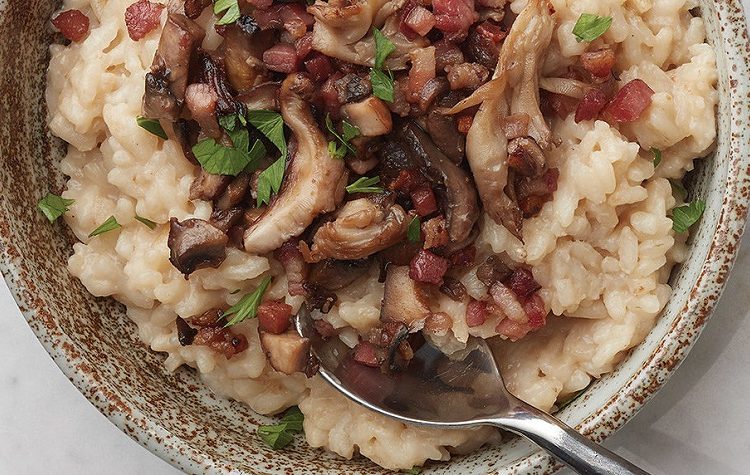 Risoto de Cogumelos com Provolone e Pancetta