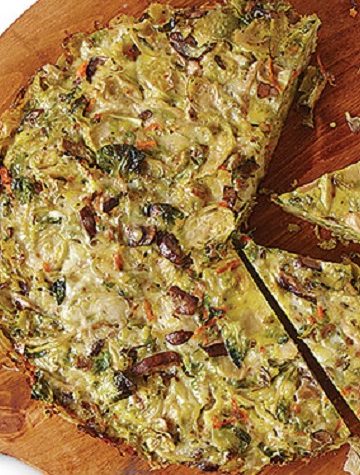 Couves de Bruxelas Assadas e Frittata de Cogumelos