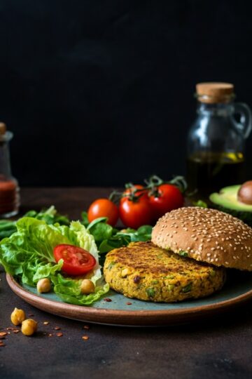 Hambúrguer Vegano de Grão-de-Bico