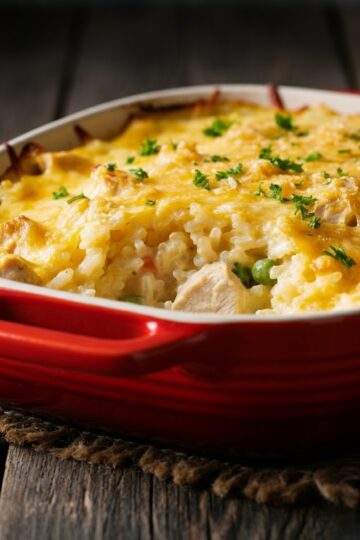 Arroz Cremoso com Frango e Queijo no Forno