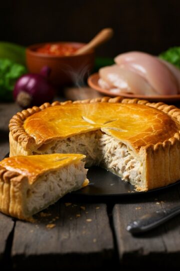 Torta de Frango Cremosa com Massa Podre Caseira